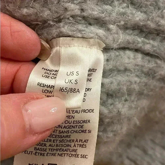 Free People Women’s Oversized Thick Knit Gray Sweater acrylic poly scoop neck S - Picture 11 of 16